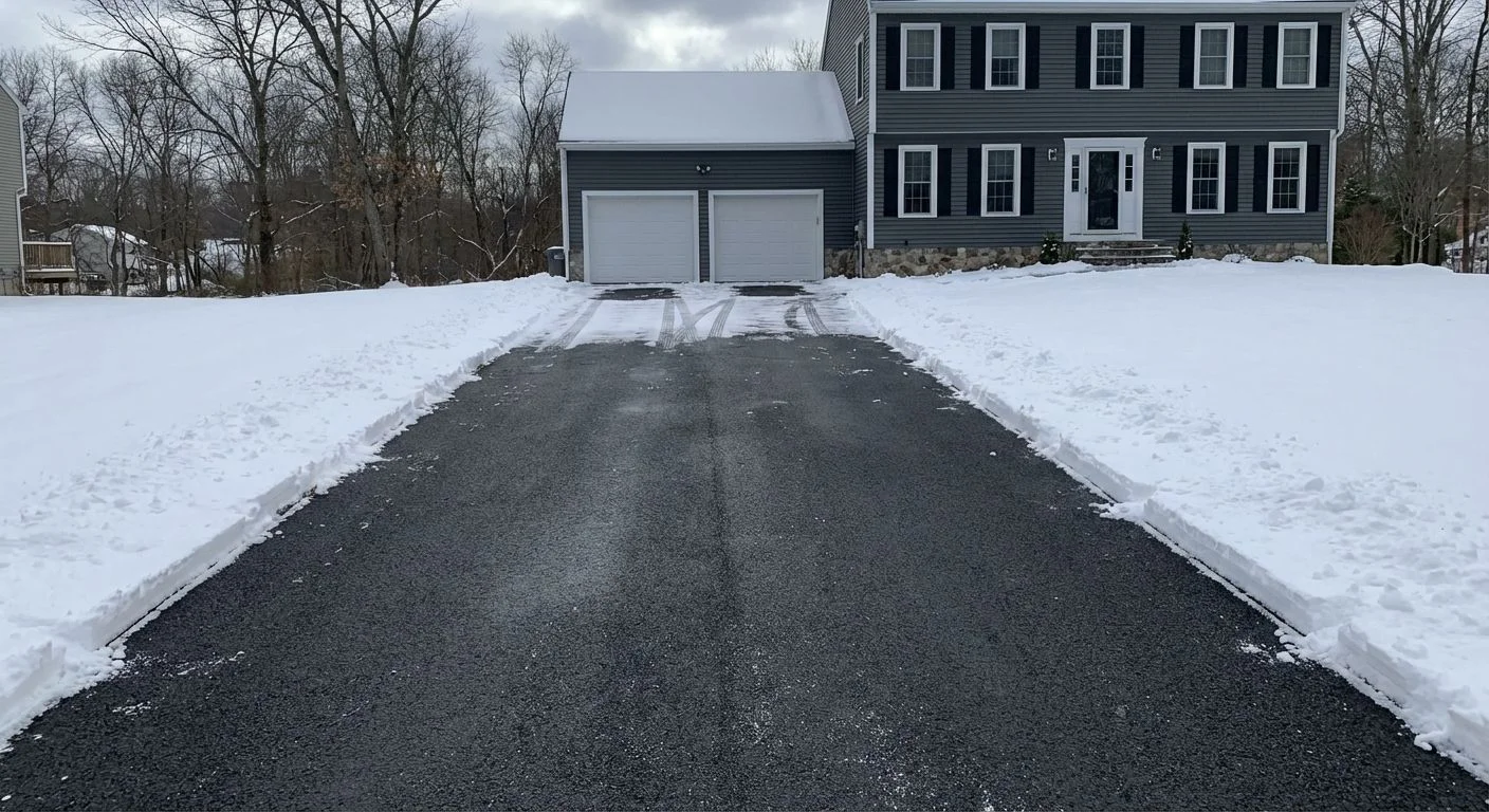 Snow removal service clearing commercial parking lot